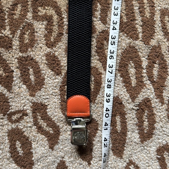 Decalen suspenders made in Poland black and camel leather chrome buckles stretch - Picture 6 of 6